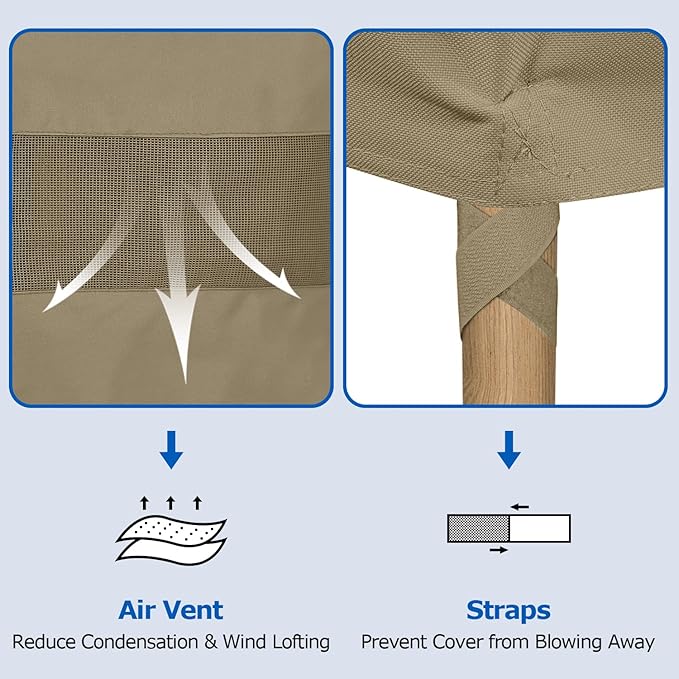 SunPatio Outdoor High Back Chair Covers, Heavy Duty Waterproof Stackable Patio Furniture Covers, All Weather Protection, 2 Pack -27" W x 30" D x 42" H, Taupe