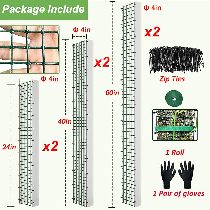 60"/40"/24" Metal Moss Pole, 6 Pack D Shape Sphagnum Moss Pole, Moss Poles for Climbing Plants, Monstera, Indoor Climbing Plants (2 Each of 60" 40" 24")