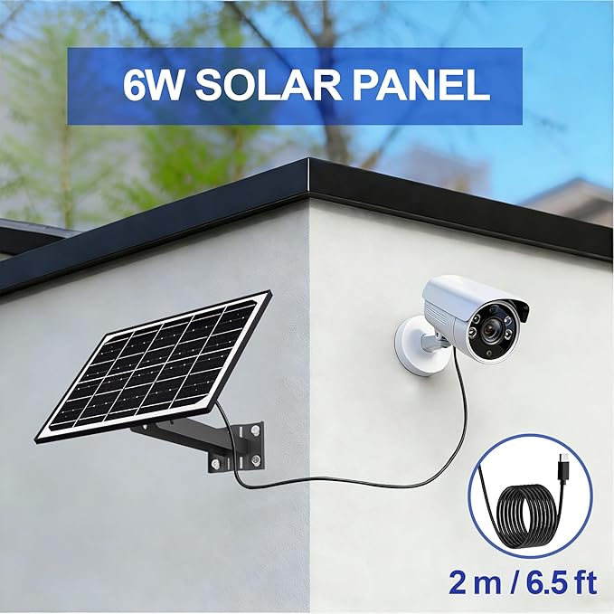 Eco-friendly 6W 5V Monocrystalline Solar Panel, Type-C Interface, IP66 Waterproof, 6.5-foot Cable, High Conversion Rate, Compatible with Various Electronic Devices