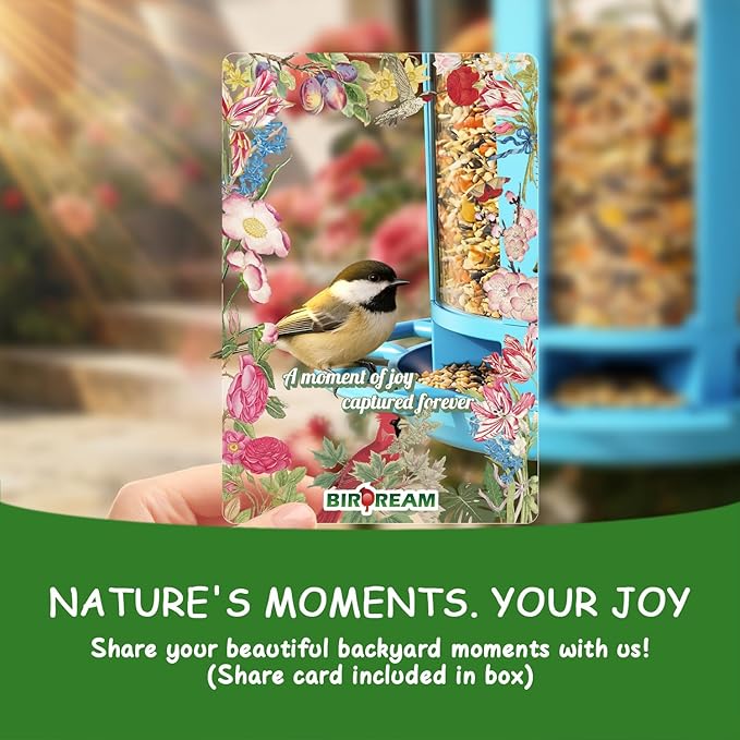 Birdream Bird Feeders for Outdoor Hanging, Assembly Required, 1-Min Easy Setup, Charming Castle Design, Attracting Cardinals Chickadees Goldfinches & Sparrows - Blue