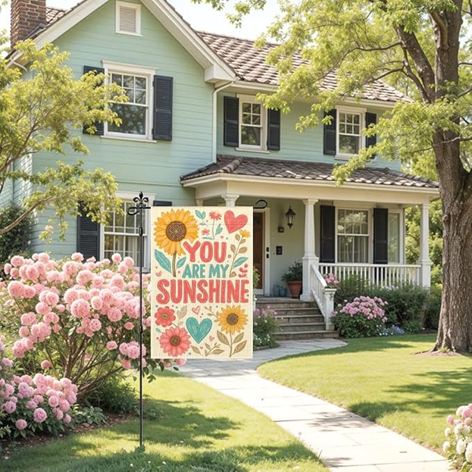 You Are My Sunshine Garden Flag Double Sided Yard Outdoor Decoration 12x18 Inch, Sunflower Summer Yard Outdoor Garden Flag, Summer Sunshine Banner, Positive Energy Home Decor Banner
