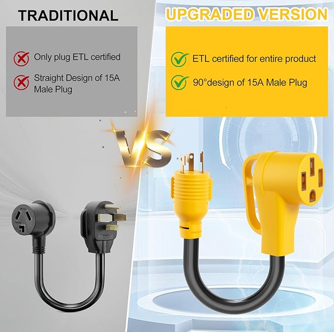 30 Amp to 50 Amp RV Generator Adapter Cord 1FT, NEMA L5-30P Adapter Twist Lock Male Plug to NEMA 14-50R Adapter Female, Heavy Duty STW 10 AWG RV Plug Adapter for Camper, ETL Listed