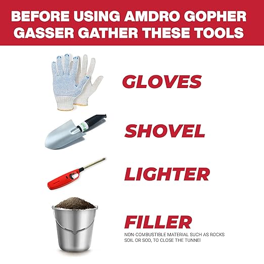 Amdro Gopher Gasser Bundle Pack – 4 Packs of Gopher Gassers (6 Per Pack) with Professional Contractor Tips – Rodent Control for Lawns, Gardens & Golf Courses – Outdoor Use Only (4)