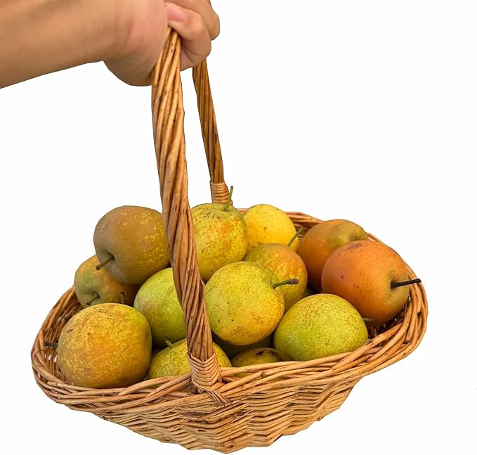 Natural Woven Willow Picnic Basket with Handle - Handcrafted Wicker Storage Basket for Picnic, Shopping, Home Organization, Gifts - Light Brown, Large Capacity, 15.7x13.4x12.5 Inches