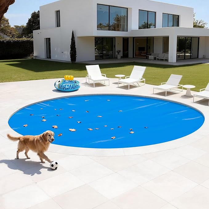 VEVOR Solar Pool Cover, 27 ft Round Pool Bubble Cover, 16 Mil Pools Solar Blanket with Bubble & PE Material, Daytime Heat Absorption, Nighttime Heat Retention, Heat Retaining Solars Covers, Blue