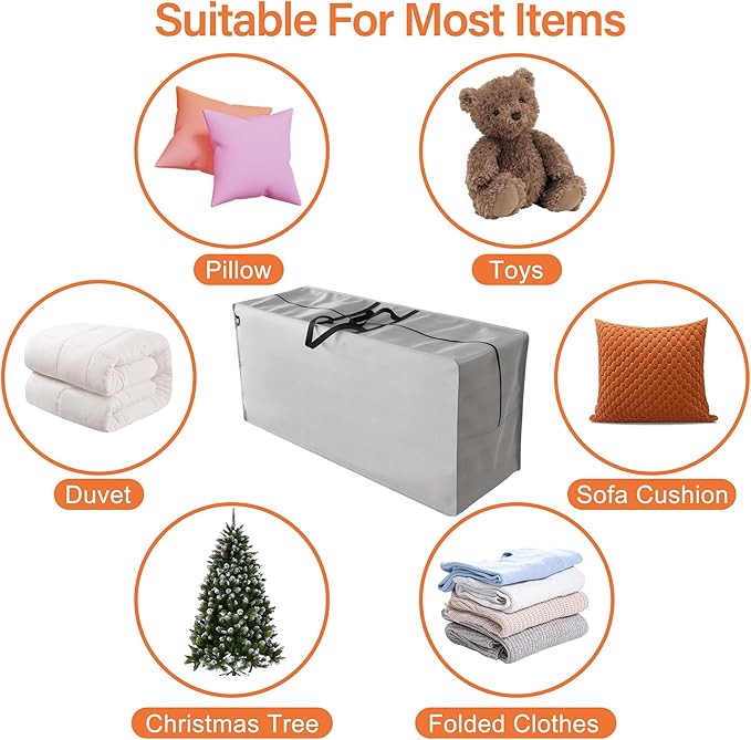 Outdoor Cushion Storage Bags Waterproof Outdoor Cushions Storage Bag Extra 48" L x 16" W x 22" H Large Patio furniture Cushion Storage Bag with Handle and Zipper