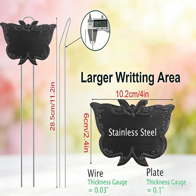 Metal Plant Labels 30 Pack 11in Tall Black Outdoor Waterproof Garden Label Large Garden Seed Stake Tags for Flowers Fruits and Vegetables