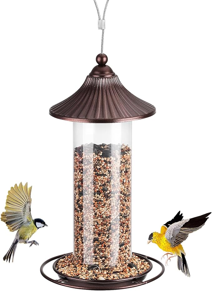 Bird Feeder, Easy to Fill Feeder for Small Wild Birds, Metal - Hanging Bird Feeder for Garden Yard Outside, 0.8 LBS Capacity