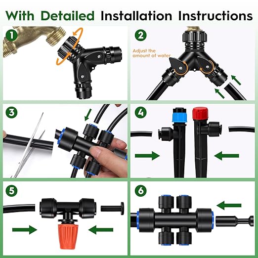 Quick-Connect Drip Irrigation System, 2026-Upgrade Garden Irrigation Kit with 2/5" & 1/4" Tubing, Adjustable Nozzles & Sprinklers, Automatic Watering System for Garden, Lawn, Greenhouse