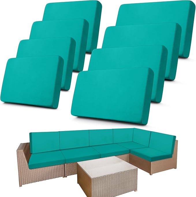 Newwiee 8 Pcs Stretch Patio Outdoor Cushion Covers Replacement for 4 Backrests and 4 Patio Cushions Covers, Waterproof Couch Sofa Slipcover Furniture Protector, Thin Fabric Breathable (Fruit Green)