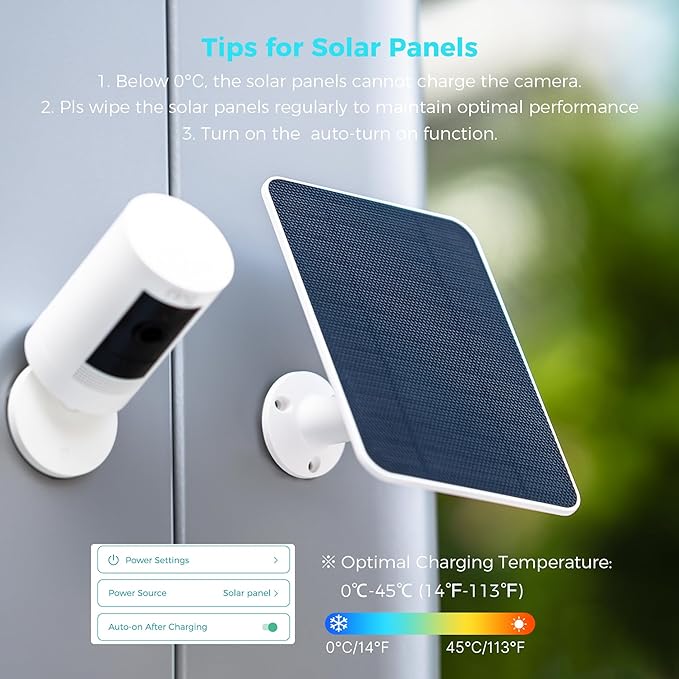 5V Solar Panel for Seucrity Cameres, for Bird Feeder Trail Cam, Ring Tapo Eufy Vicohome Eseecloud, Native USB-C, Micro-USB & DC 3.5mm*1.35mm 9.8 Ft Cable 23% Energy Conversion 180 Days Care Plan