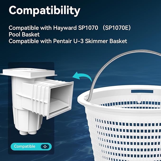 2-Pack Weighted Pool Skimmer Basket for Inground Pools, Heavy Duty Filter Basket with 316 Stainless Steel Handle, Replacement for Hayward SP1070/SP1070E & Pentair U-3