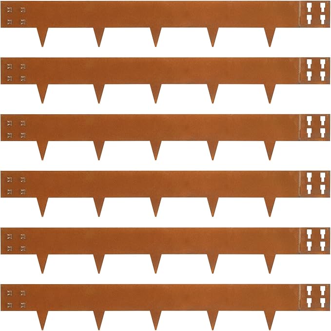 Corten Steel Landscape Edging 40" Lx 6" H Steel Landscaping Edging 6 pcs Metal Landscape Edging Garden Landscaping Border Edge for Yard Lawn by GZGNEEVL