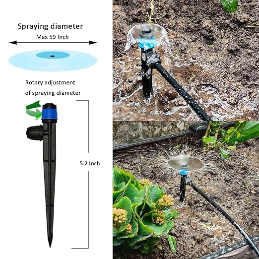 Drip Irrigation System with Water Timer Auto Watering System for Garden 5/16“ID and 1/4 Inch Pipe 162ft Adjustable Spray Kit, for Greenhouse, Garden, Lawn, and for Potted Plants
