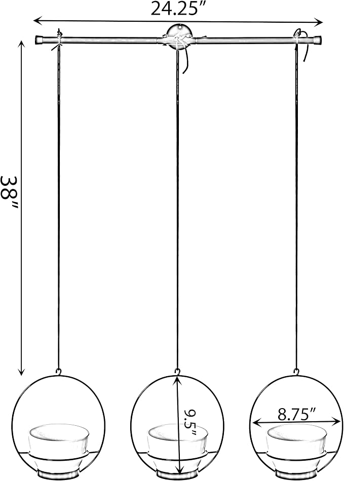 Gardenised Decorative Metal Hanging Planter with Tree Pots for Flowers, White and Black - Small