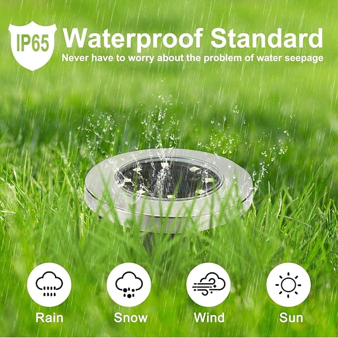 Rayolon Solar Ground Lights, Waterproof Solar Garden Lights, Upgraded Outdoor Garden Waterproof Bright in-Ground Lights, Landscape Lights for Pathway,Yard,Deck,Lawn,Patio,Walkway (4 Pack Warm Light)