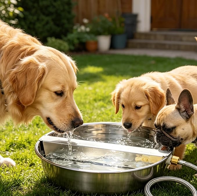 Automatic Dog Water Bowl Dispenser Outdoor Pet Water Dispenser | 1.8 Gal Dog Water Dispenser for Large Breed Dogs, Heavy-Duty Stainless Steel, Chicken Waterer, Backyard