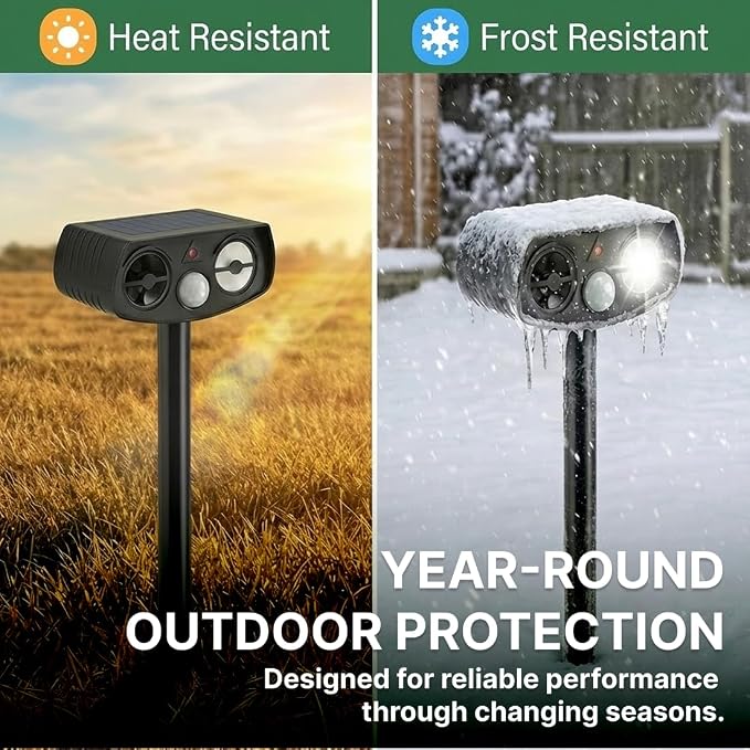 AWISH Solar Ultrasonic Animal Repeller Outdoor, Motion Sensor Waterproof Pest Deterrent, Raccoon Skunk Squirrel Gopher Rabbit Dog Repellent for Yard Garden Farm, 40ft 120° Coverage, 2 Pack Black