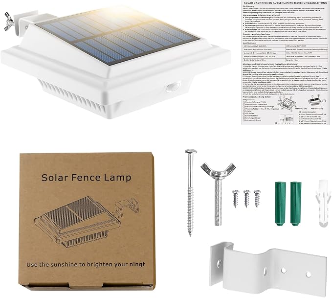 Outdoor Solar Fence Lights - 40 LED Outdoor Security Lights for Eaves, Garden, Landscape & Walkway (2PCS, Cool White, Waterproof)
