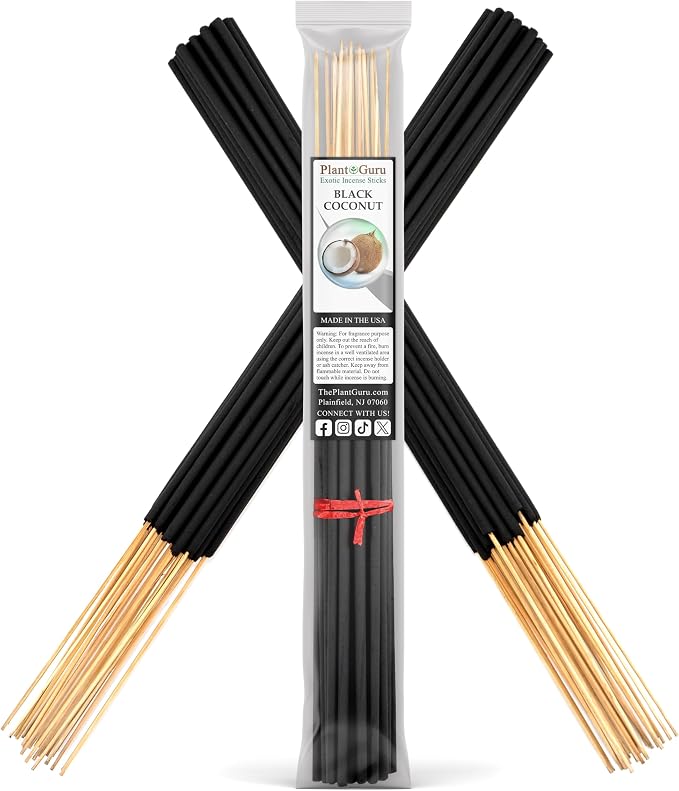 Black Coconut Exotic Incense Sticks Jumbo 19 Inch Long - Bulk 1 Bundle 27 to 30 Sticks - Natural 19" Extra Large with A Smooth Aroma That Burns for 3 to 4 Hours Each.