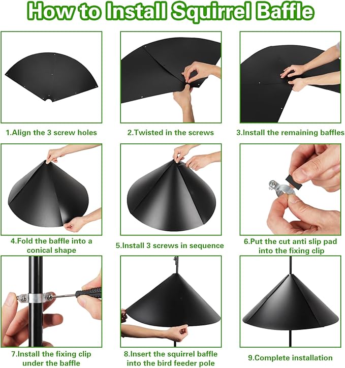 24 Inch Metal Squirrel Baffle, Metal Squirrel Baffle for Bird Feeder Pole Squirrels Proof Bird Feeders Outside Pole Mount Bird House Guard for Outdoor Shepherd’s Hook