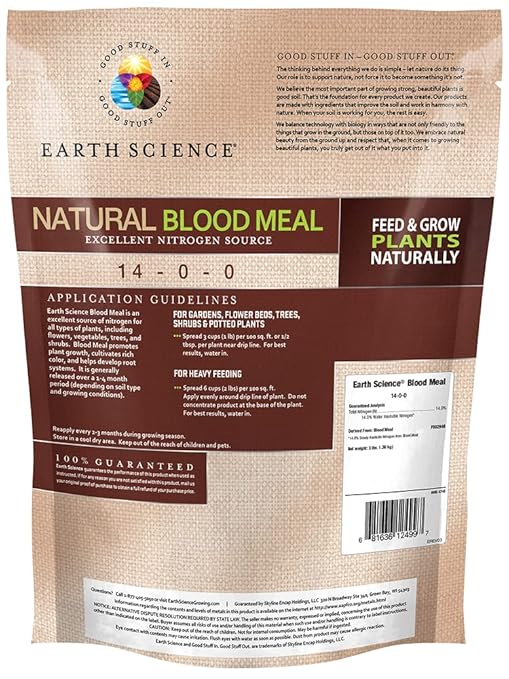 Earth Science Blood & Bone Meal Plant Food Bundle – Organic Nitrogen & Phosphorous for Thriving Plants – Ideal for Gardens, Flowers, Bulbs, Trees & Shrubs – Natural Fertilizers for Vibrant Growth