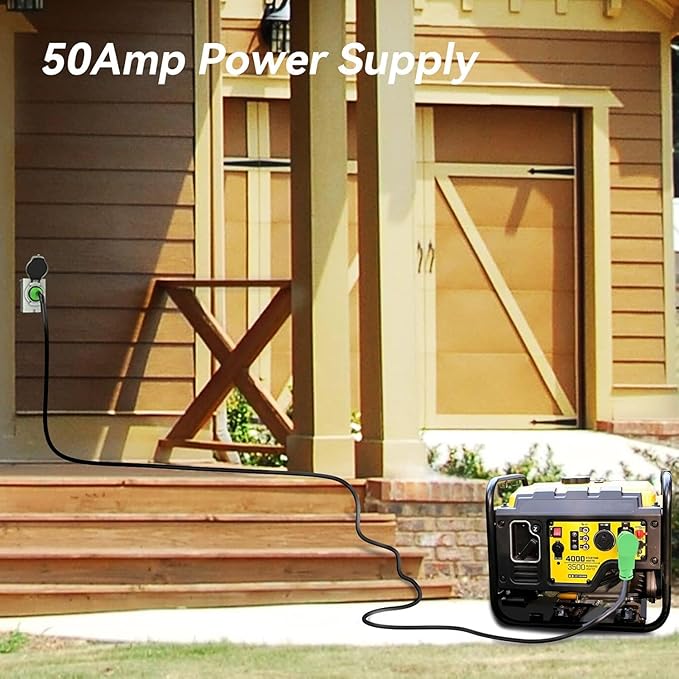 RVMATE 50 Amp 100 Feet RV/Generator Lockable Power Extension Cord, Easy Plug in Handle, 14-50P to SS 2-50R with LED Indicator, ETL Listed