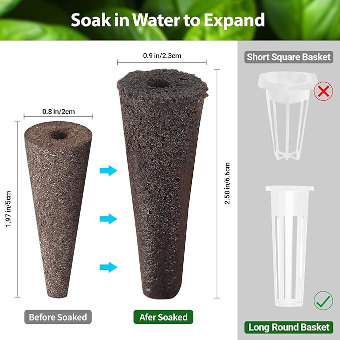 Growell 120Pcs Hydroponic Pods Kit, 60 Grow Sponges with 60 Pod Labels, Hydroponics Supplies, Grower Pods Refill Compatible with AeroGarden & Most Growing System, Seed Starter Pods for Indoor Garden