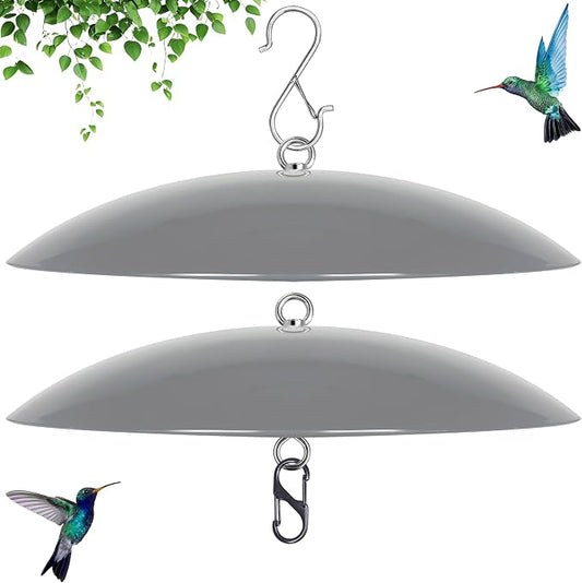 13" Bird Feeder Rain Guard, Hummingbird Feeder Shade Dome Cover, Hanging Baffle for Bird Feeder Pole,Smart Birds Feeder's Umbrella(Grey), 2 Pack