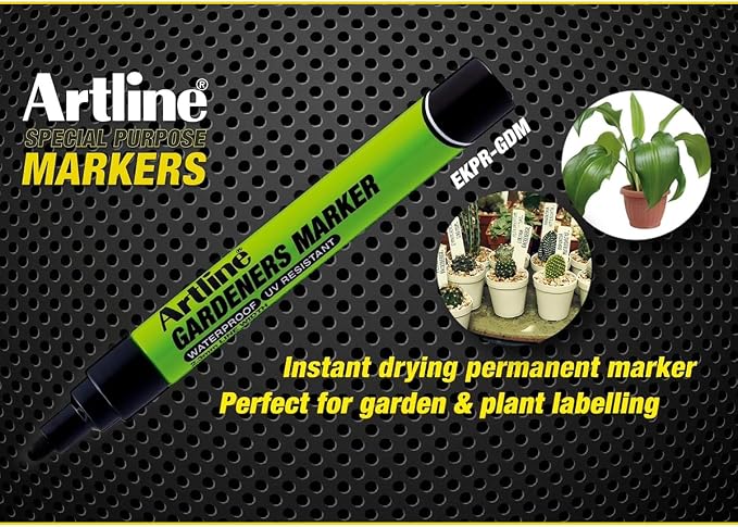 Artline Gardeners Markers | Professional Series | For Use On Plants, Labels, and More | UV Resistant | Waterproof | EKPR-GDM | 2.3mm Bullet Tip | Pack of 12 | Black