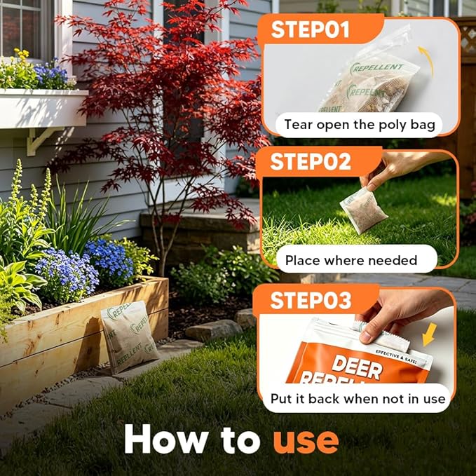 fcesiweg Deer Repellent for Plants, Deer and Rabbit Repellent Outdoor, Rabbit Repellent for Garden, Bunny Repellent, Deer Away, Keep Deer & Rabbits Out of Garden, Yard and Lawn, Easy to Use, 8 Packs