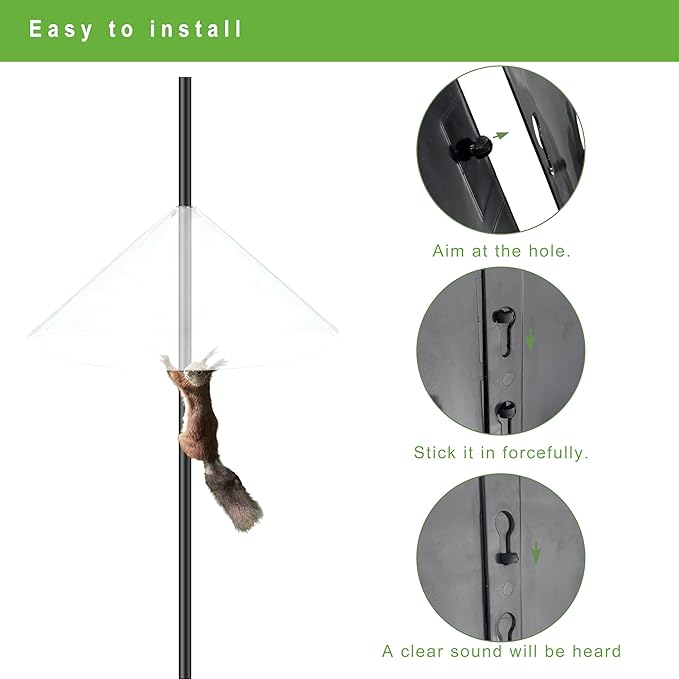 Squirrel Baffle for Bird Feeder Pole - 19 Inch for Shepherd’s Hook, Squirrel Proof Cone (1 Pack, Transparent)