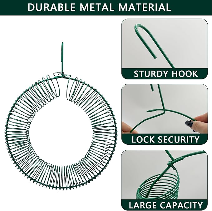 2 Pack Peanut Bird Feeder, Hanging Feeder Round Metal Whole Wild Bird Feeder with Hanging Hook for Outdoor Birds and Squirrels Feeding Rust & Proof