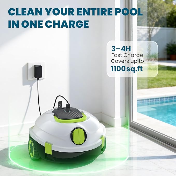 Y20 Cordless Robotic Pool Cleaner, Automatic Pool Vacuum for Above Ground & Inground Pool, 120 Min Runtime, Auto-Parking, Lightweight, Powerful Robot up to 1100 sq.ft