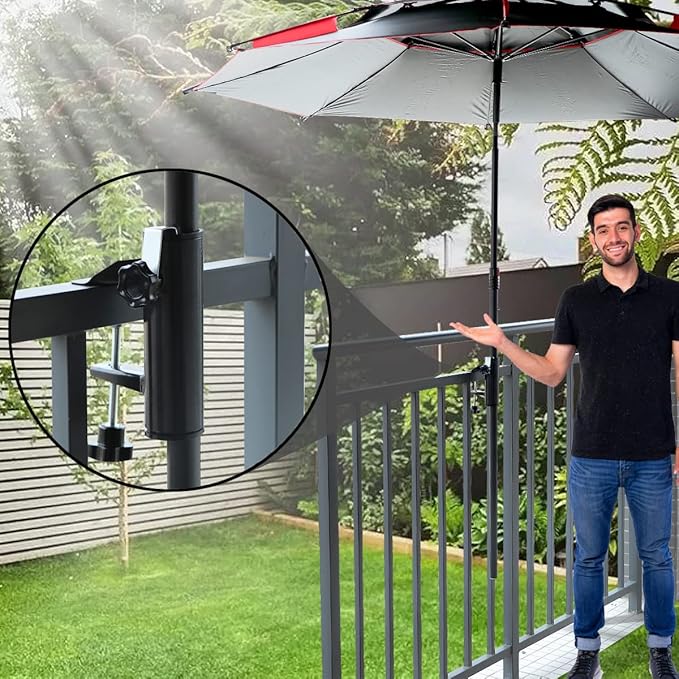 weallbuy Chair Umbrella Clamp Stand, Deck Umbrella Mount, Patio Umbrella Holder for Chair, Clamp Fixed Clip for Beach Fishing Outdoor Camping Boat Umbrella