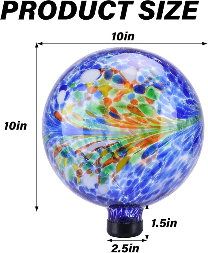 10 Inch Gazing Ball Glass Reflective Garden Globe Outdoor Gazing Globe Yard Ornament for Garden Yard Home Outdoor Decoration Multi, NOT Solar