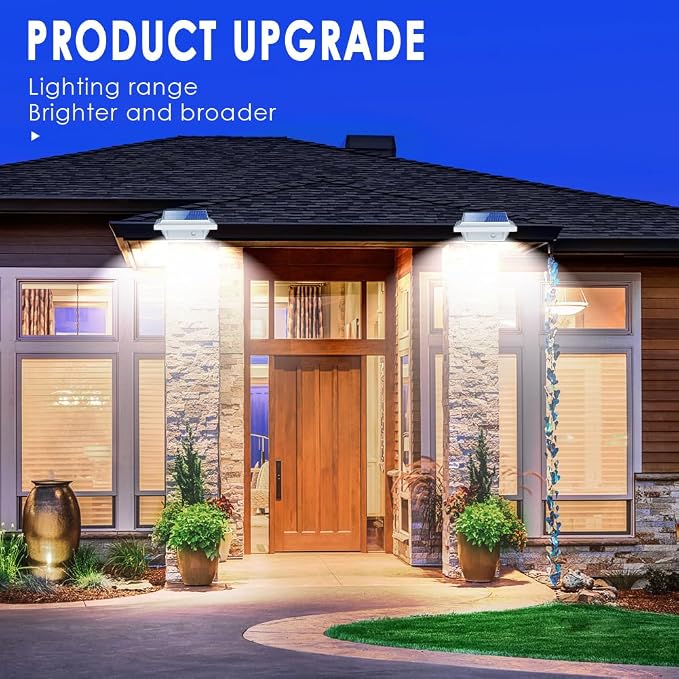 Solar Gutter Lights Outdoor, 40 LEDs Bright Solar Powered led Fence Light Deck Lights Waterproof for Wall, Deck, Fence, Stair, Step and Yard (White Shell, 6Pack, Cool White)