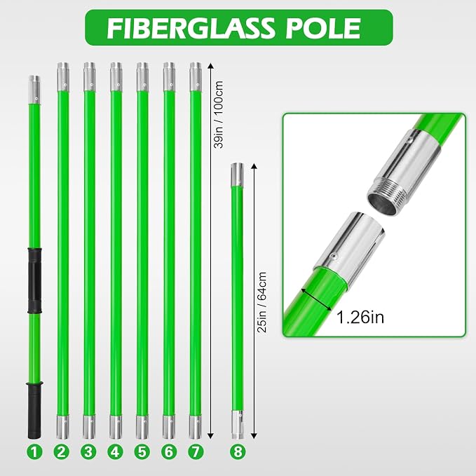 Grefinity Manual Pole Saw, 27 Ft Tree Trimmer, Extendable Pole Saws for Tree Trimming, Sharp Steel Blade, for Backyard and Garden Pruning Palms and Shrubs, Green