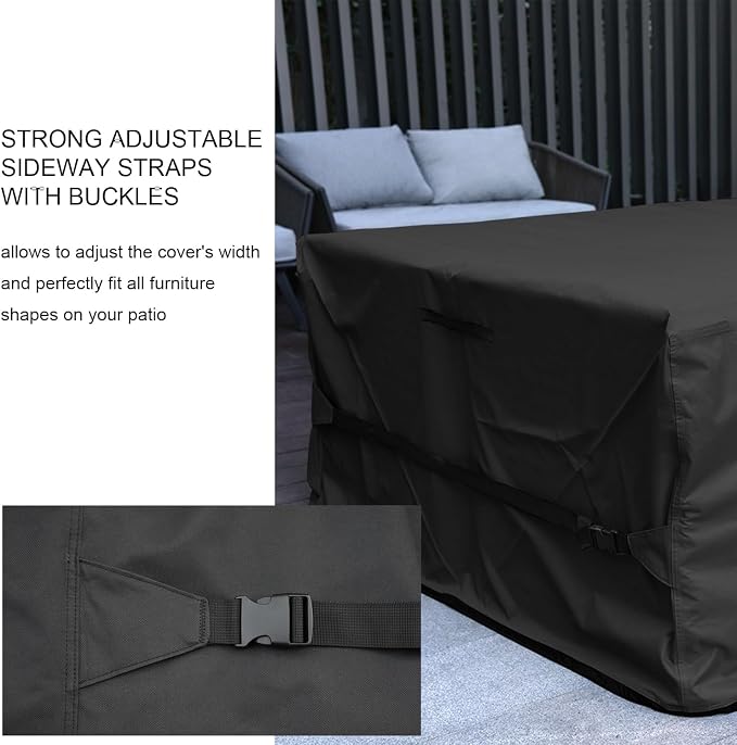 Patio Furniture Set Cover Waterproof Rectangular Heavy Duty 600D Outdoor Sectional Sofa Couch Cover Large Outside Dining Table and Chairs Covers Patio Conversation Set Cover Black 127 x 63.5 Inch
