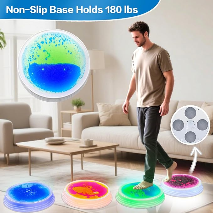 Onyoloy Stepping Stones for Kids - Light Up Liquid Stepping Stones with 7 Color LED, Non-Slip Sensory Balance Toys for Toddlers Ages 3-5, Indoor Outdoor Fitness Toys for Birthday