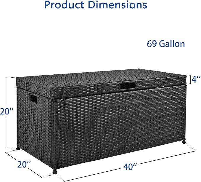 Jeco Wicker Patio Storage Deck Box in Black