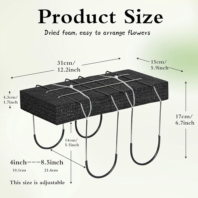 4Packs Headstone Flower Saddles Gravestone Saddle with Floral Foam for Grave Wire Rustproof Galvanized Cemetery Headstones Tombstone Decoration (Black,12’’)