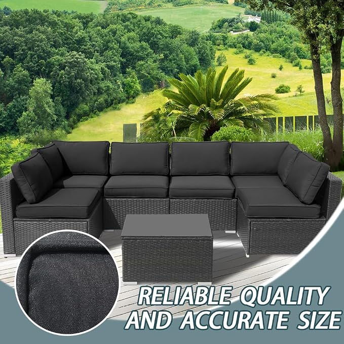 Covers for 14Pcs Outdoor Cushion 25.6x25.6x3.9inch Replacement Washable w/Zipper for 6-Seaters Sofa Patio Slipcovers Set Seat and Back Covers Only