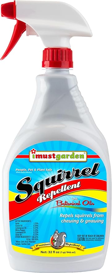 I Must Garden Squirrel Repellent: Protects Vehicles, Plants, Decking, & Furniture – Works on Chipmunks – 32oz Ready to Use