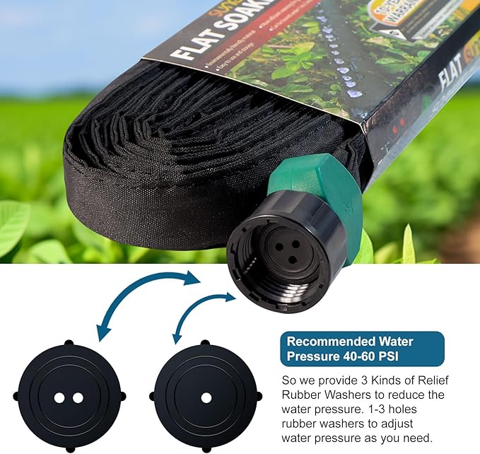 3 Pack Flat Soaker Hose 50 ft for Garden Beds, Cloth Soaker Hose 150 ft for Efficient & Effective Watering of Plants – Garden Soaking Drip Hoses Heavy Duty & Easy to Install (50FT 3Pack)