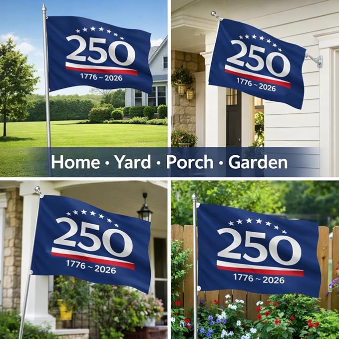 US 250 Flag – 250th Anniversary USA Double Sided 3-Ply Outdoor Flag, We The People 1776-2026 Patriotic Yard & House Banner for 4th of July (8, 2X3)