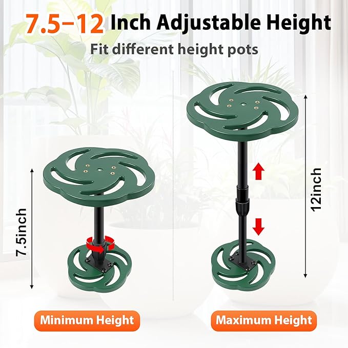 Axcoix Adjustable Height Plant Risers for Inside Pots, 7.5-12" Plastic Planter Inserts for Large Pots, Pot Fillers for Tall Square Round Taper Planters (6" 8" 10" Base or Top)