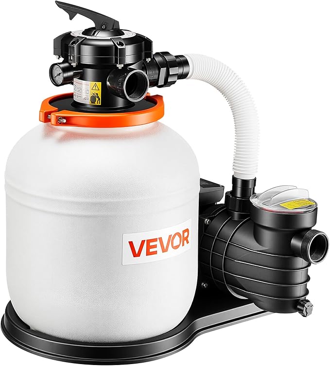 VEVOR FlashPure Sand Filter Pump, 14 in for Above Ground Pool, 0.75 HP 3500 GPH, Swimming Pool Filter System with Timer, 6X Faster Filtration, Media Installed, Leak-Resistant, Ready to Use Out of Box