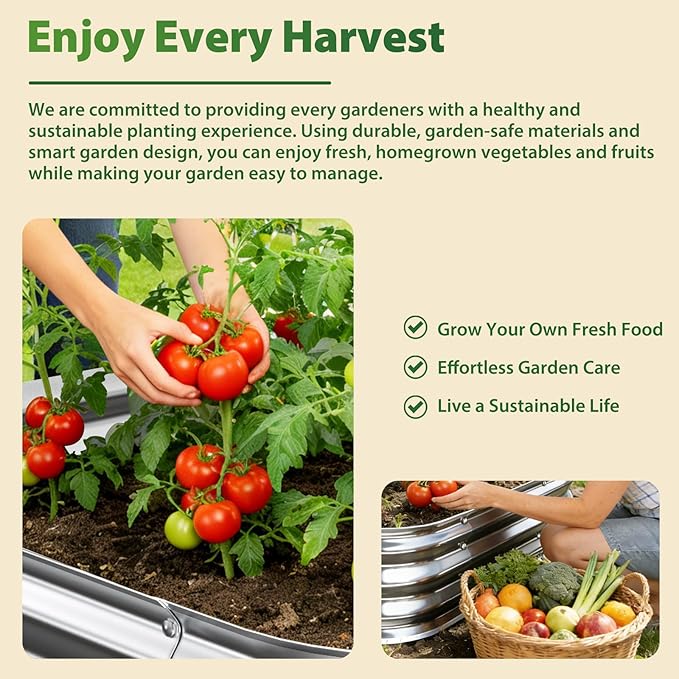 Galvanized Raised Garden Bed 3x3 ft, Heavy Duty Metal Planter Box for Vegetables, Flowers & Herbs, 12" Raised Outdoor Modular Gardening Bed, Above Ground Growing Container, Easy Assembly, Silver