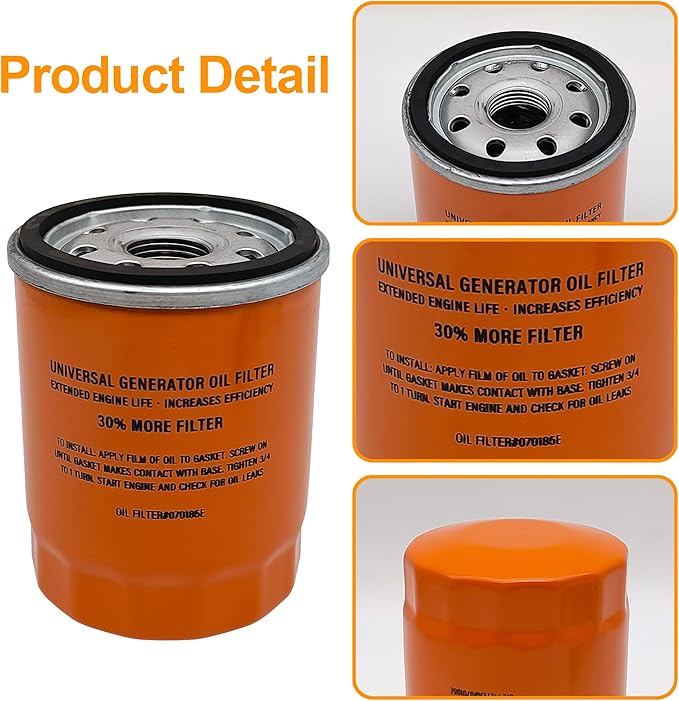6485 Maintenance Kit Replacement Oil Air Filter for Generac 0J8478S 070185ES fits Most 16 to 26 kw Air Cooled Generators 20kW and 22kW Standby Generators with 999cc Engine